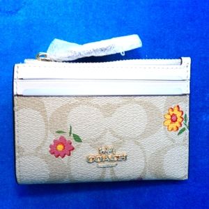  Mini Skinny Id Case In Signature Canvas With Nostalgic Ditsy Print